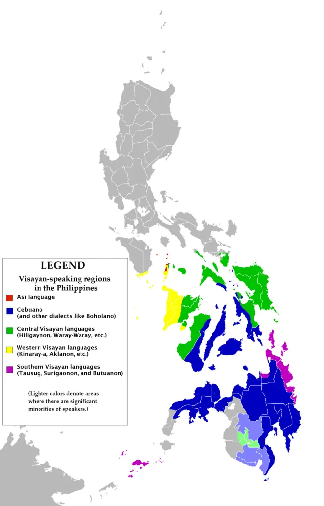 Map: Visayan Language Distribution Map