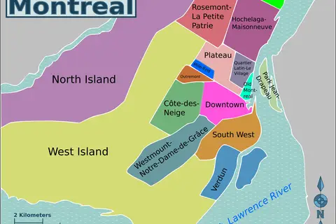 Map: Wikivoyage Montreal District Map