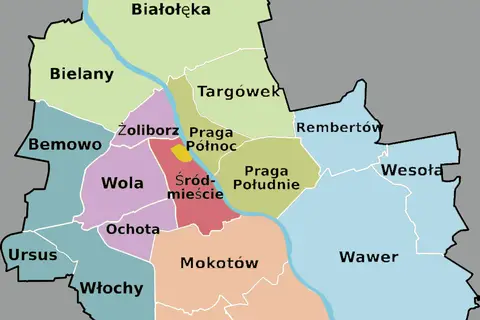 Map: Wikivoyage Regions Warsaw District Map