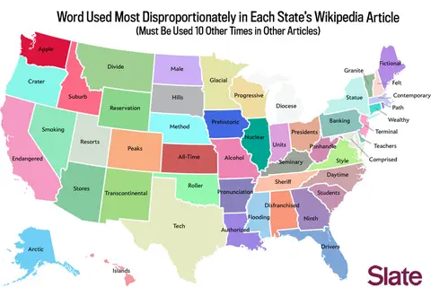 Map: Word Used Most Disproportionately in Each State’s Wikipedia Article