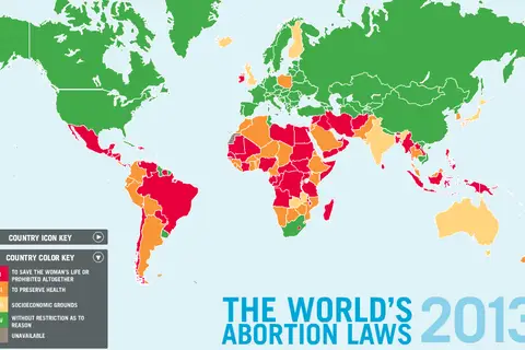 Map: World Abortion Laws (Provided by Women on Waves)