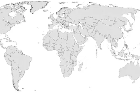 Map: World Blank Map Grey White