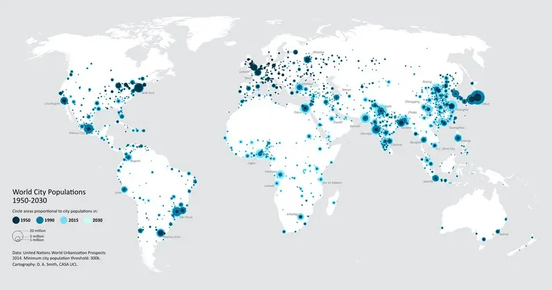 Map: World City Populations 1950-2030