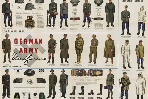 Map: Ww2 German Army Wehrmacht Uniforms Field Gray Mountain Tropical Mobile Troops Etc Newsmap Vol 2 No 40 19440124 Us Government National Archives Nara Unrestricted Public Domain 26Nm240 002