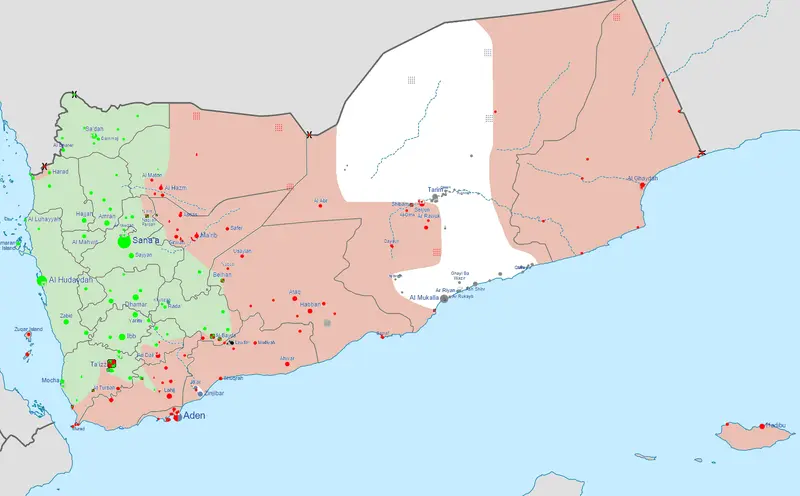 Map: Yemen Civil War Detailed Map