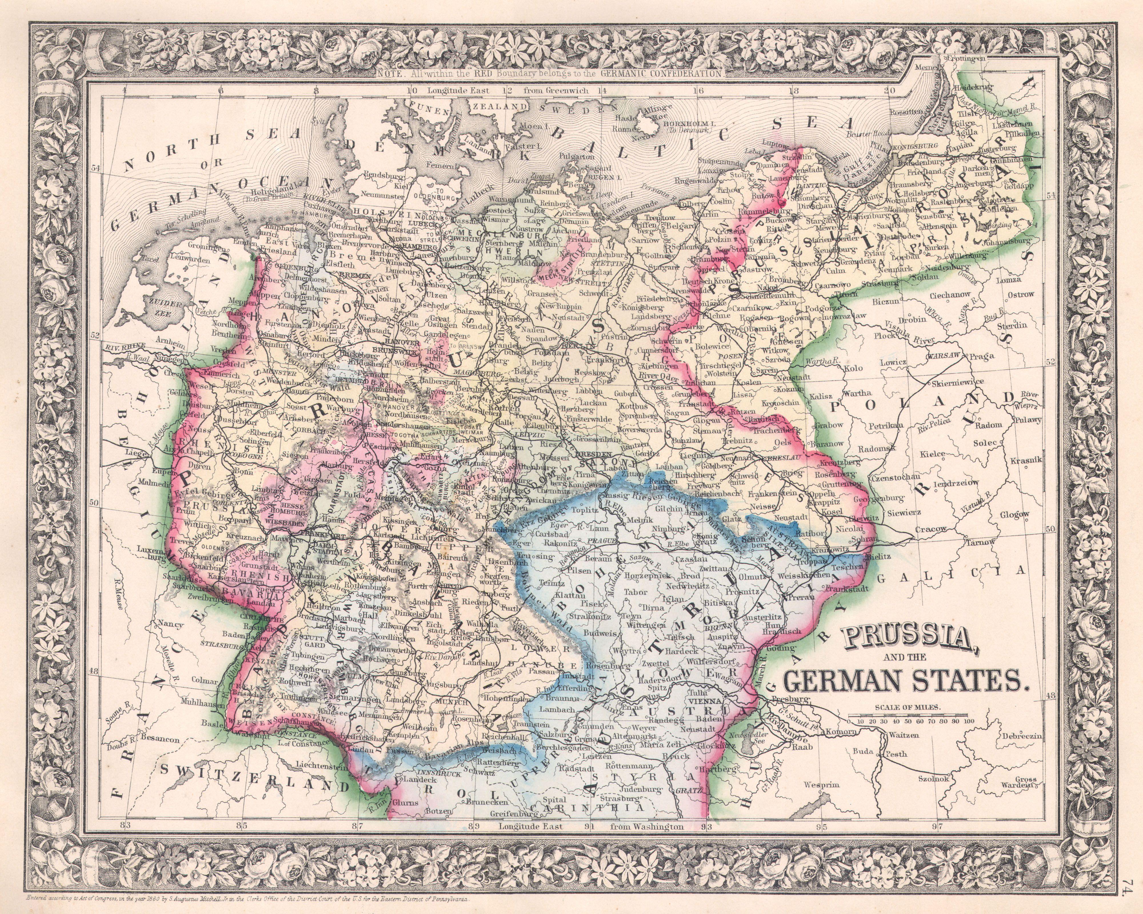 1864 Mitchell Map Of Prussia And Germany Geographicus Prussiamitchell1864 2 1864 Mitchell Map Of Prussia And Germany Geographicus Prussiamitchell1864