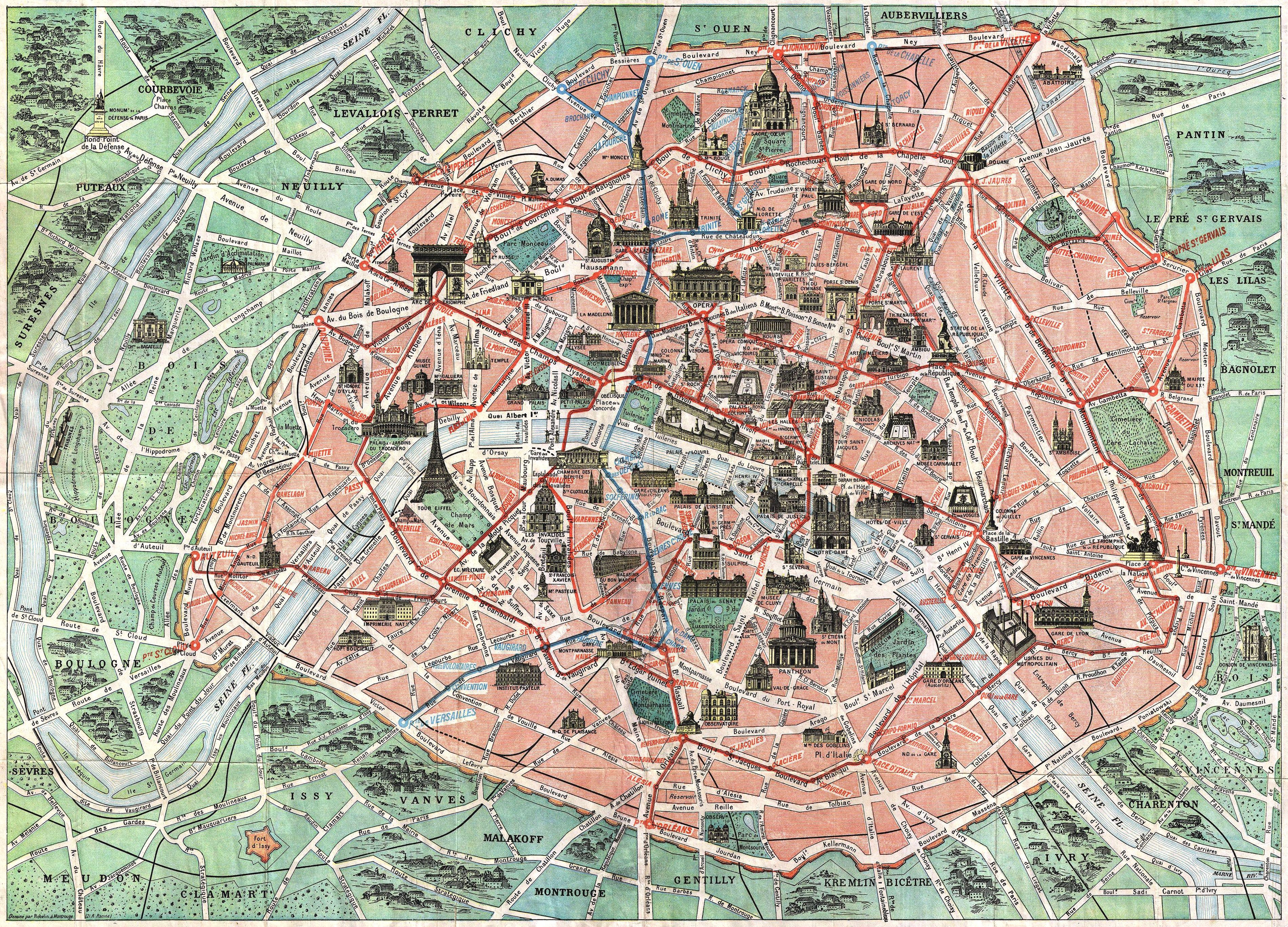 1932 Robelin Map Of Paris France Wmonuments Geographicus Parismonumentalrobelin1932 Cropped