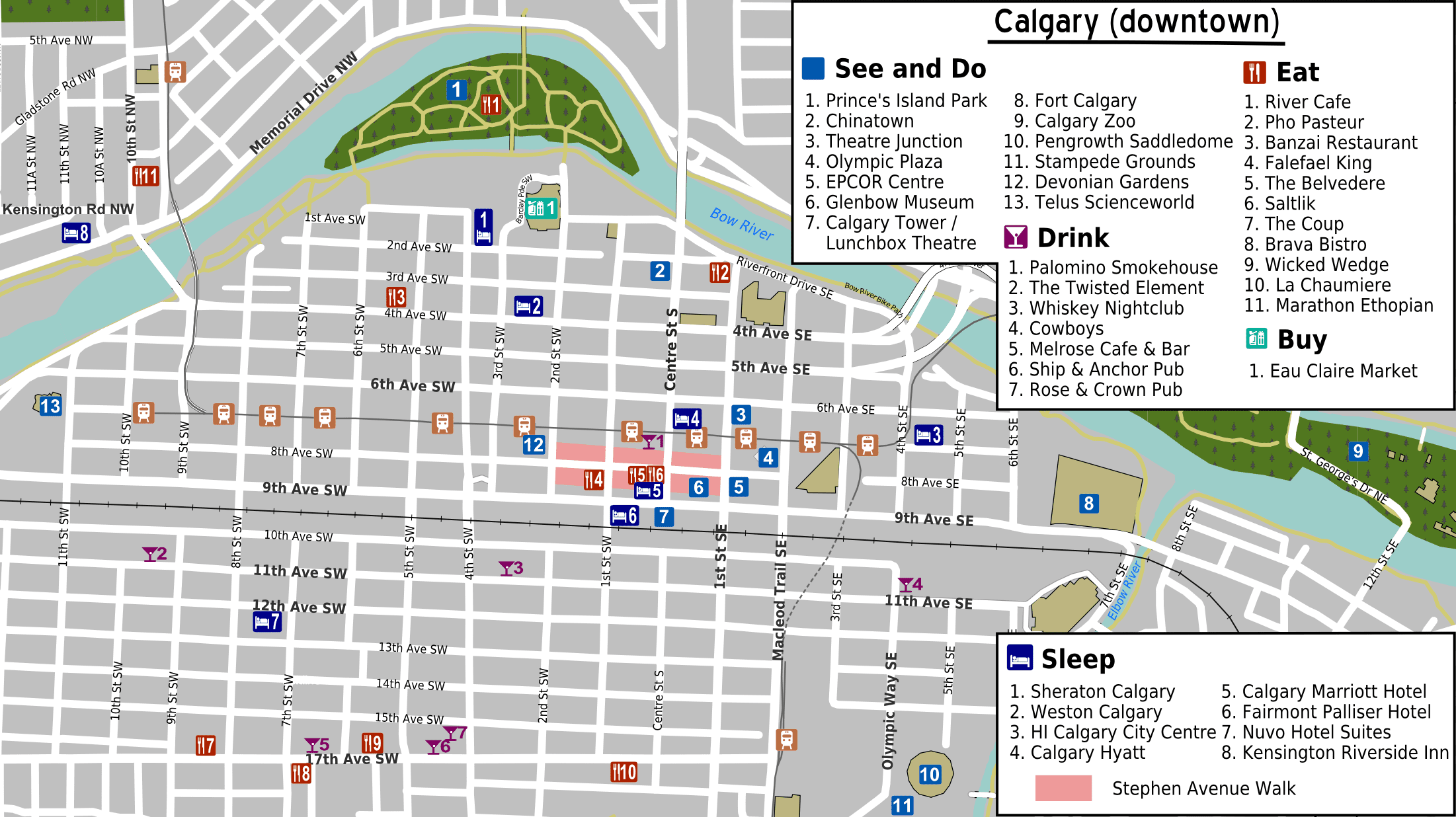 Calgary Downtown Map