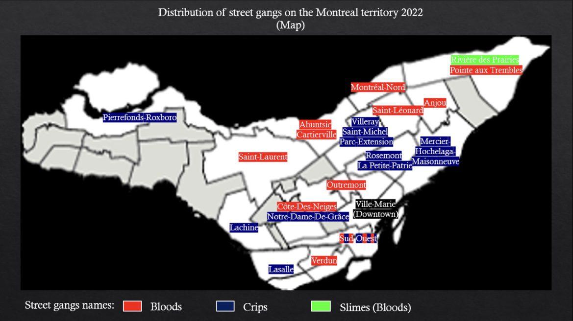 Distribution Of Street Gangs On The Montreal Territory 2022 Map 2 Distribution Of Street Gangs On The Montreal Territory 2022 Map