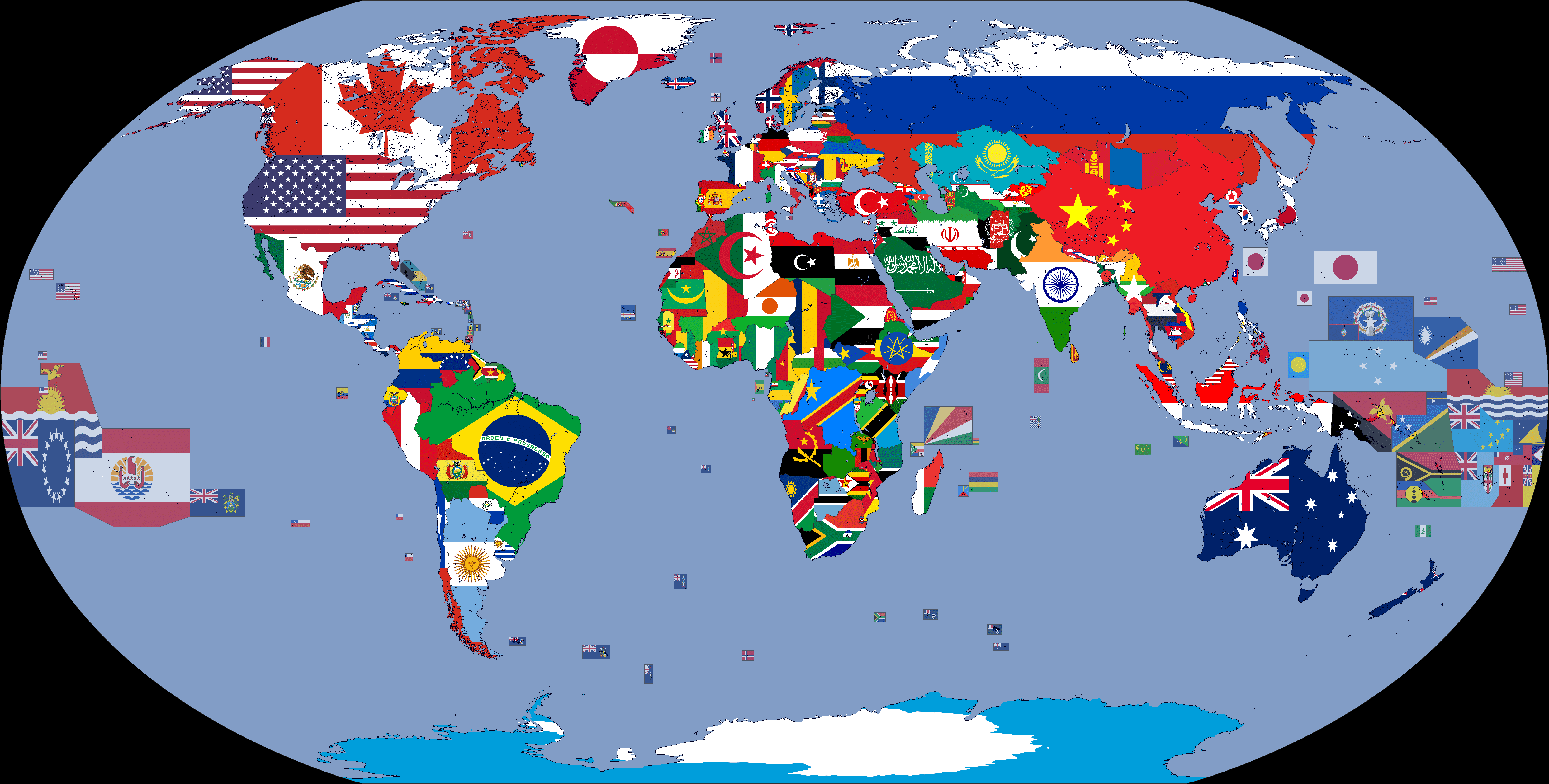 Flag Map Of The World Dependent Territories And Unrecognized Countries Included 2 Flag Map Of The World Dependent Territories And Unrecognized Countries Included