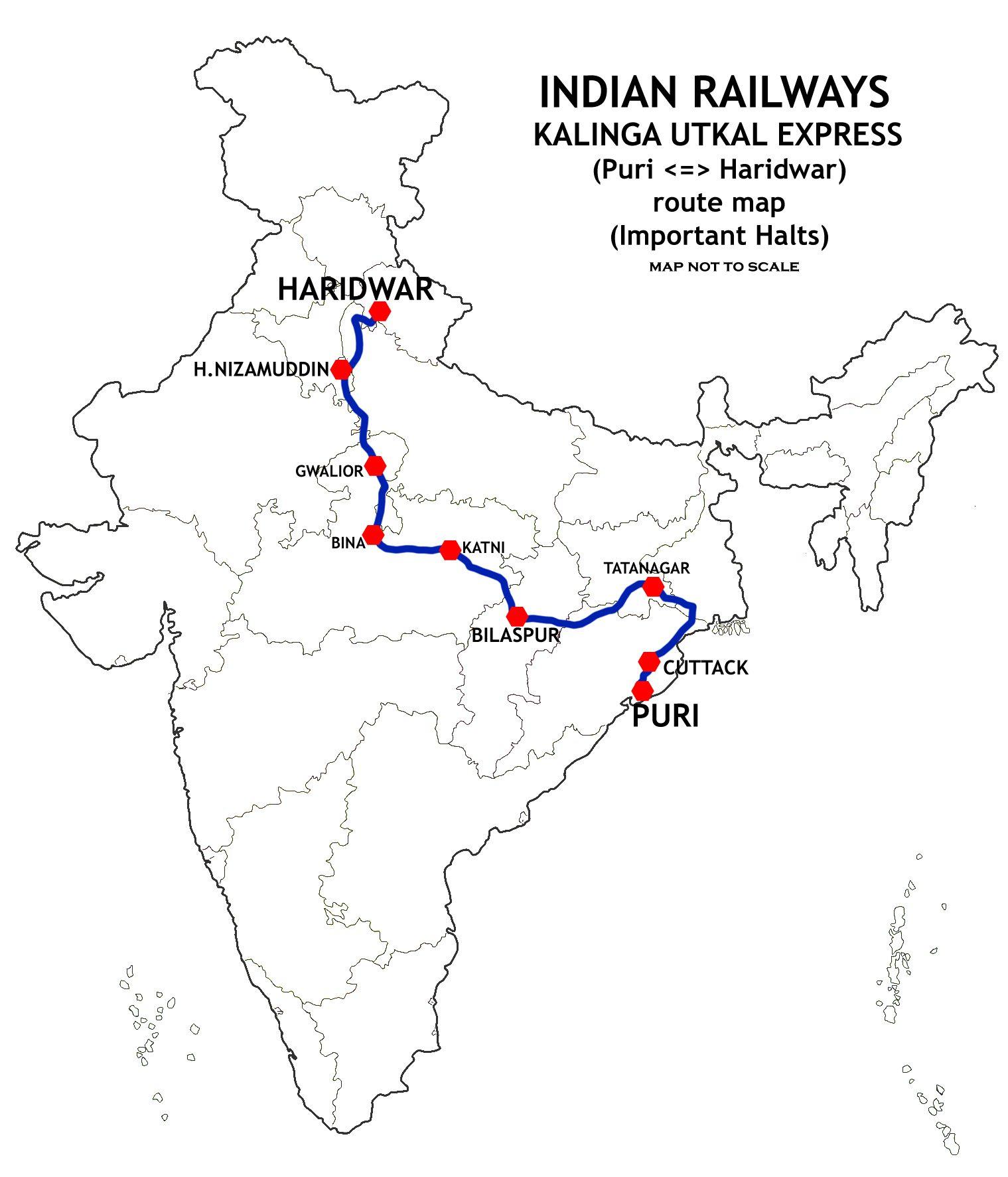 Kalinga Utkal Express Puriharidwar Route Map