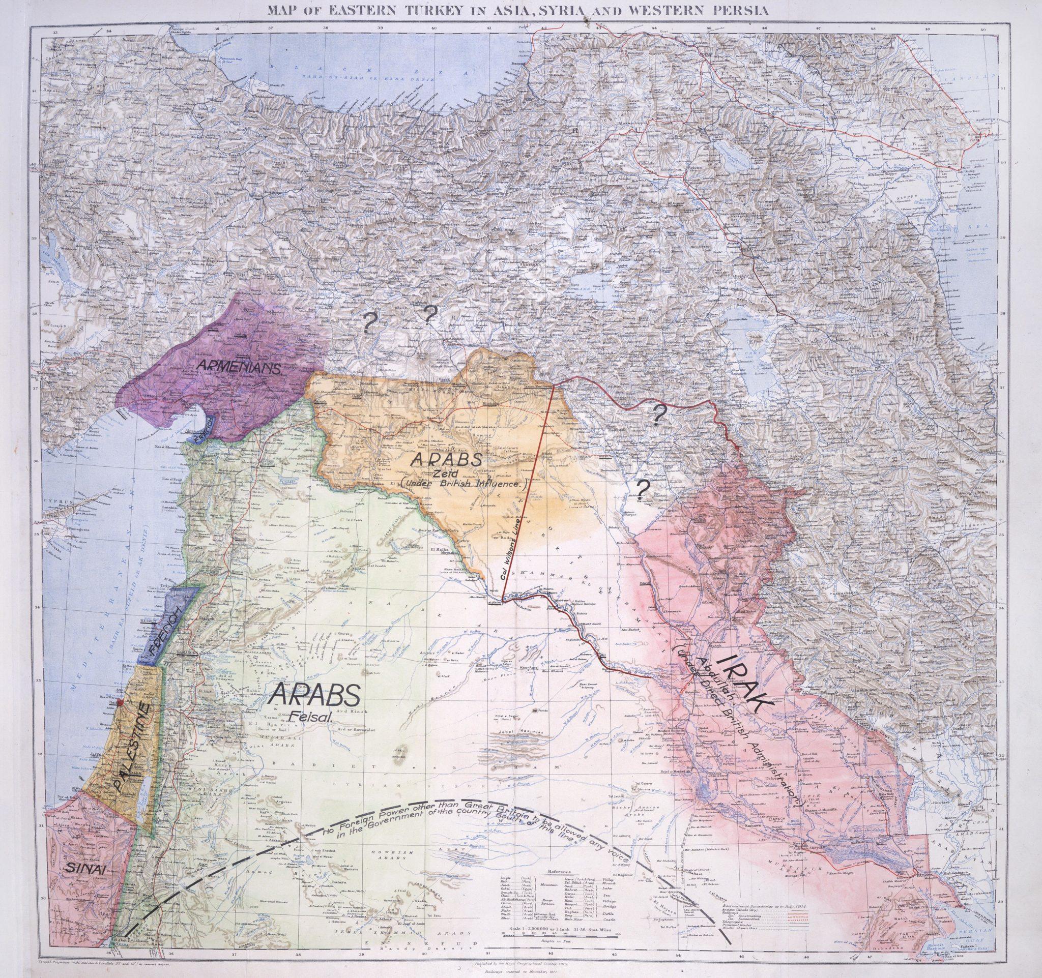 Lawrence Of Arabias Map Presented To The Eastern Committee Of The War Cabinet In November 1918